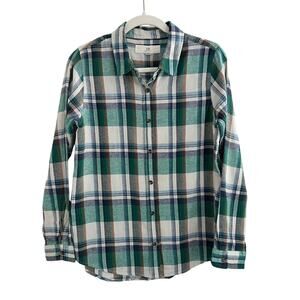 Thread and Supply Green Plaid Button Down Shirt Women Size M